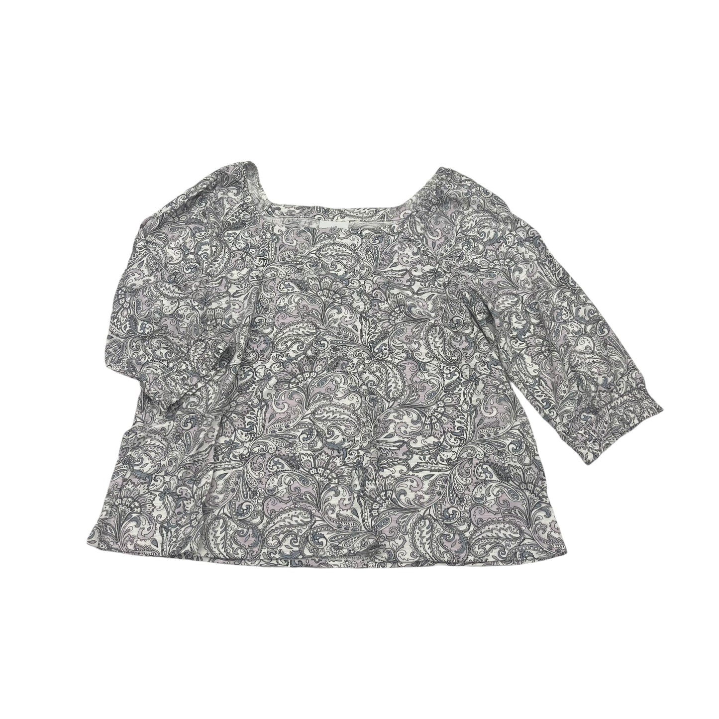 GREY & WHITE TOP 3/4 SLEEVE by J. JILL Size:PETITE  M