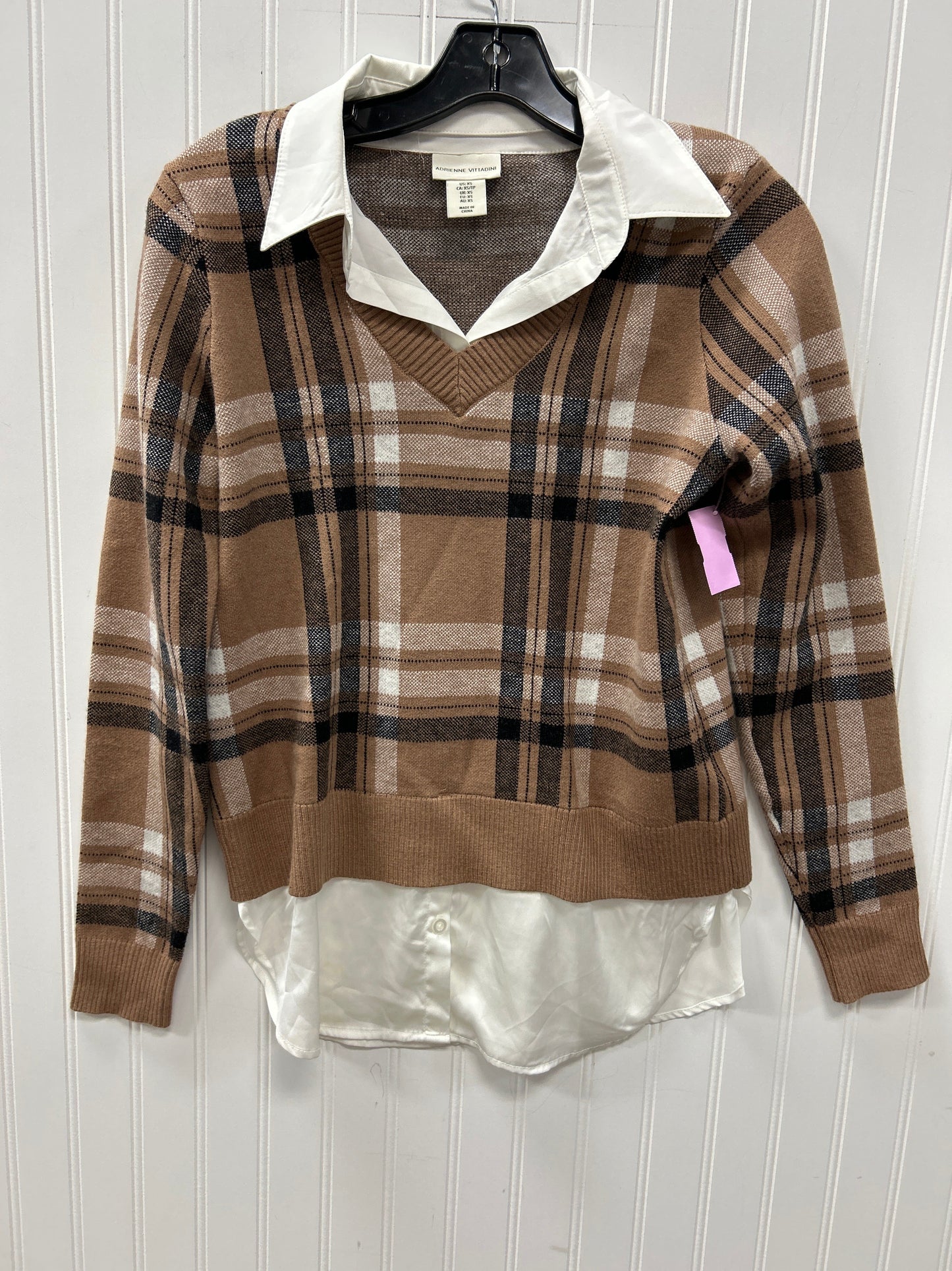 Blouse Ls By Adrienne Vittadini In Tan, Size:Xs