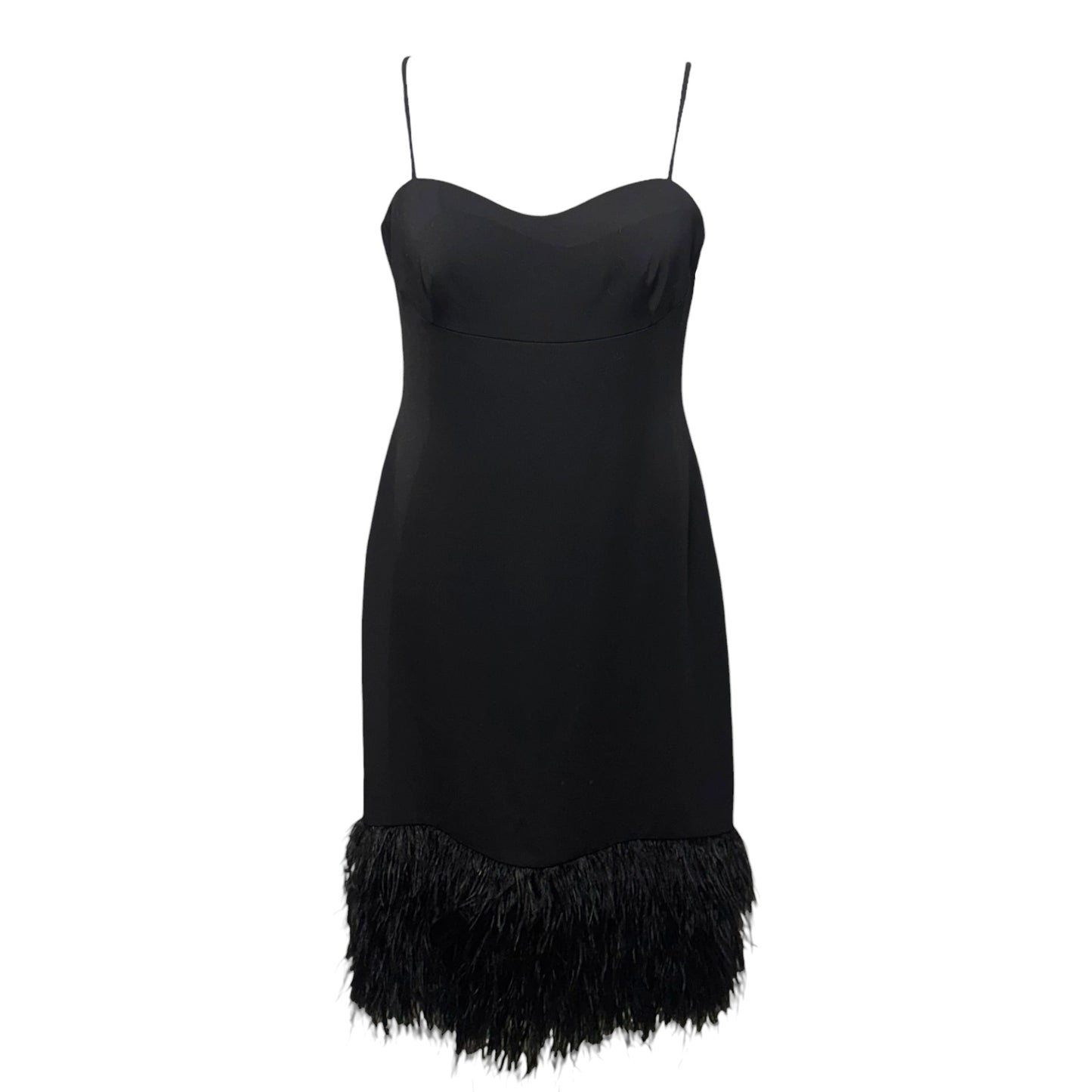 Sleeveless Feathered Crepe Midi-Dress By ML Monique Lhuillier In Black, Size: M