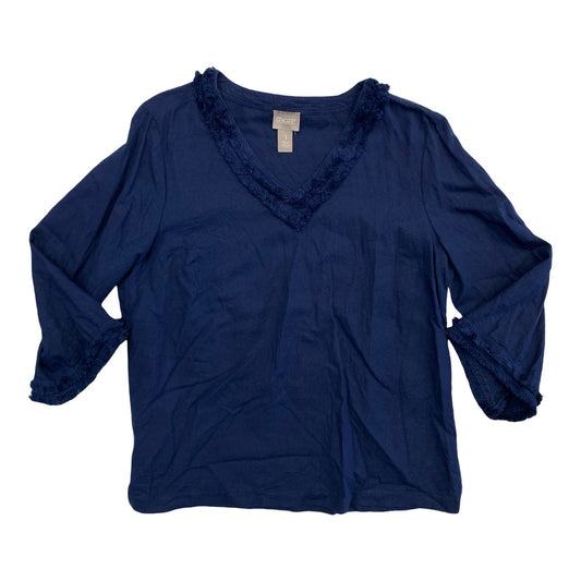 Top 3/4 Sleeve By Chicos In Navy, Size:M