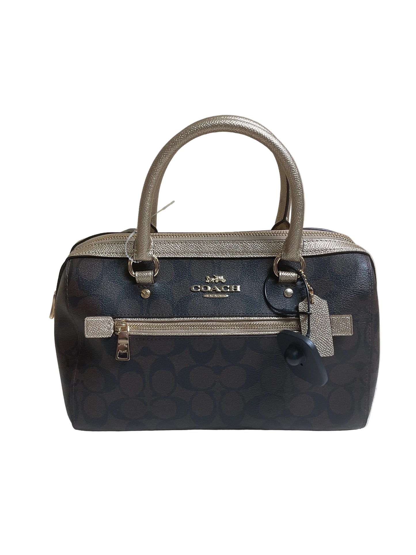 Handbag Designer By Coach In Brown & Gold, Size:Medium