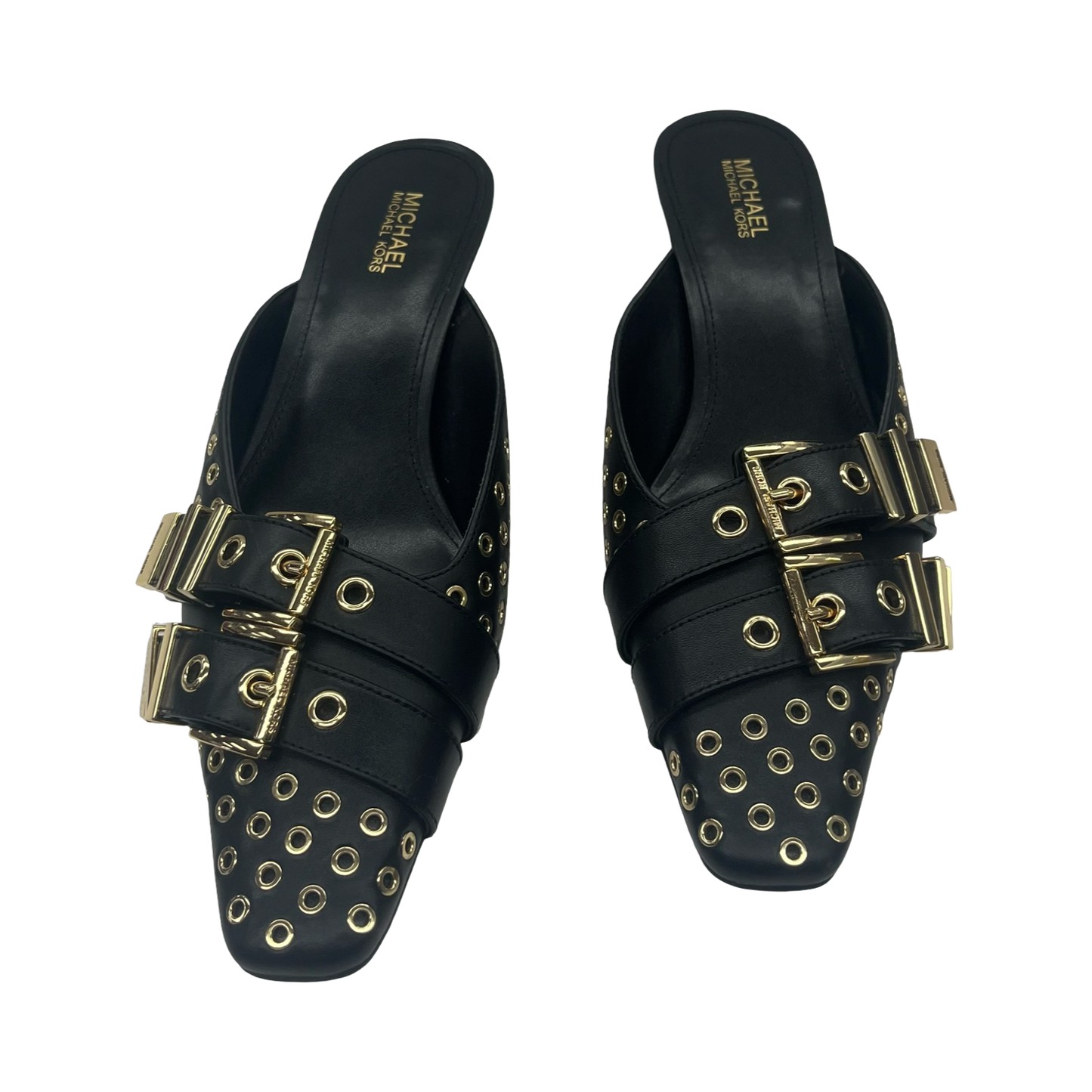 Shoes Designer By Michael Kors In Black & Gold, Size:6