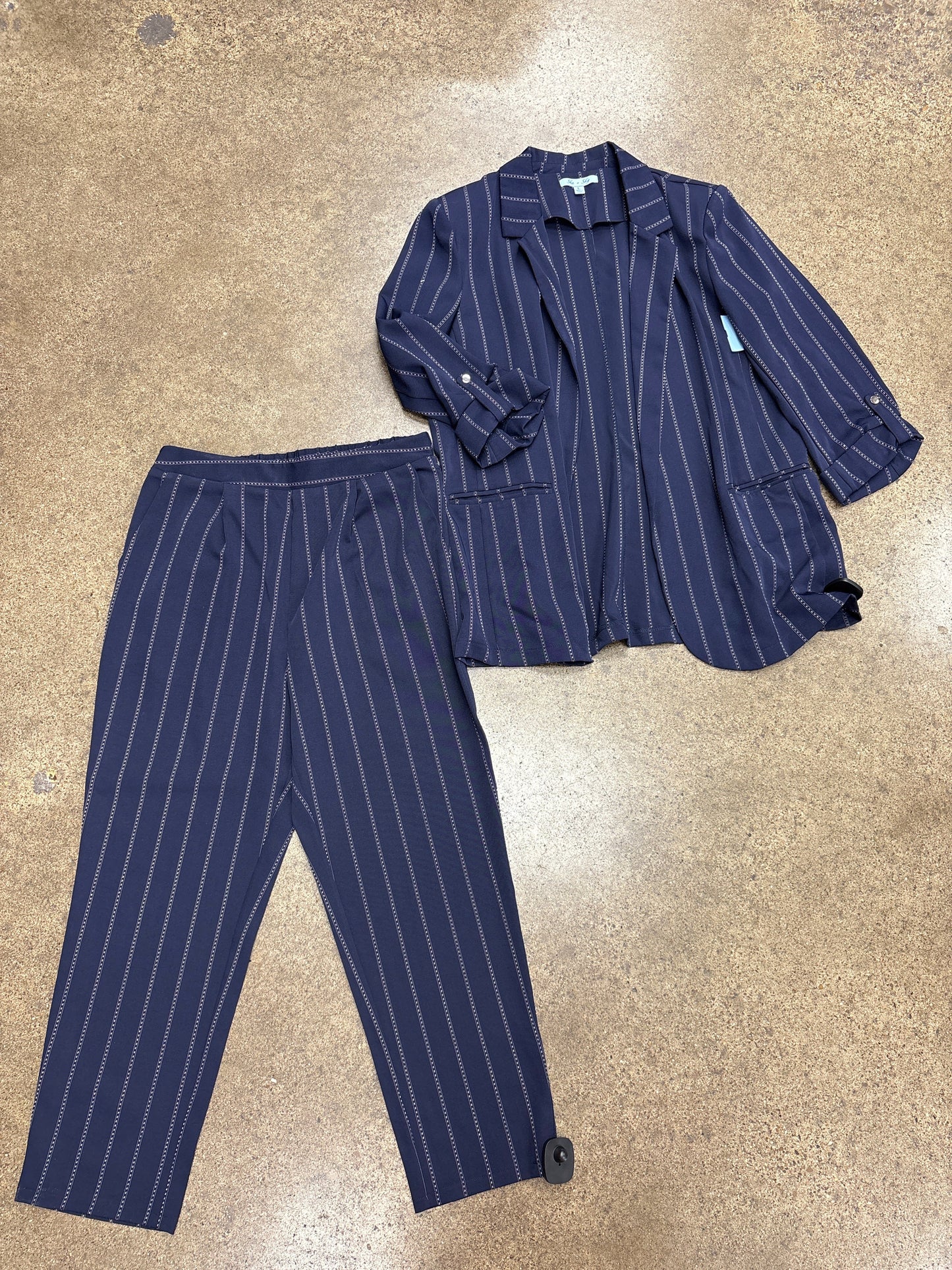 Pants Suit 2Pc By She + Sky In Blue, Size:L