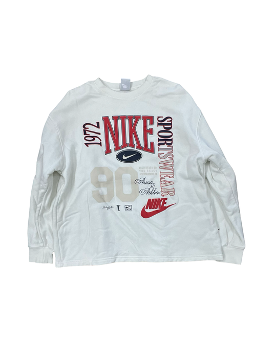 Athletic Top Ls Crewneck By Nike In Cream, Size:S