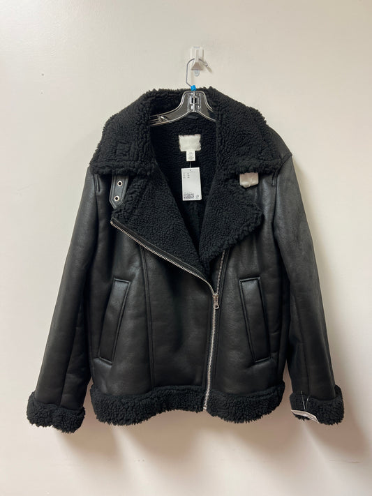 Jacket Faux Fur & Sherpa By H&m In Black, Size: Xl