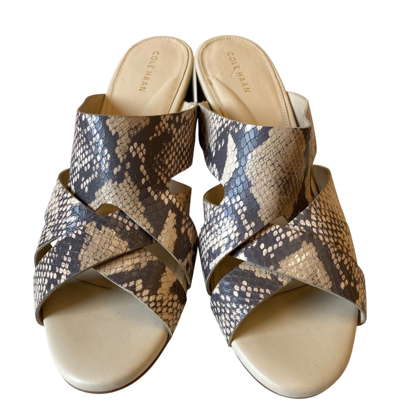 Sandals Heels Block By Cole-Haan In Snakeskin Print, Size:10