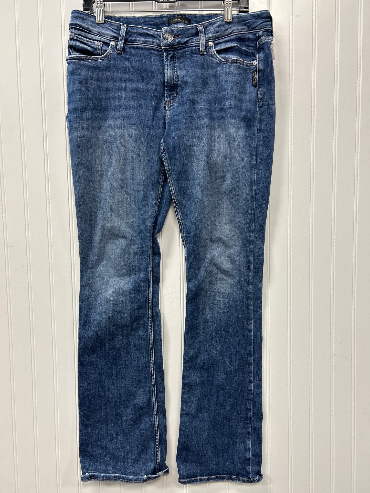 Jeans Boot Cut By Silver In Blue Denim, Size:10