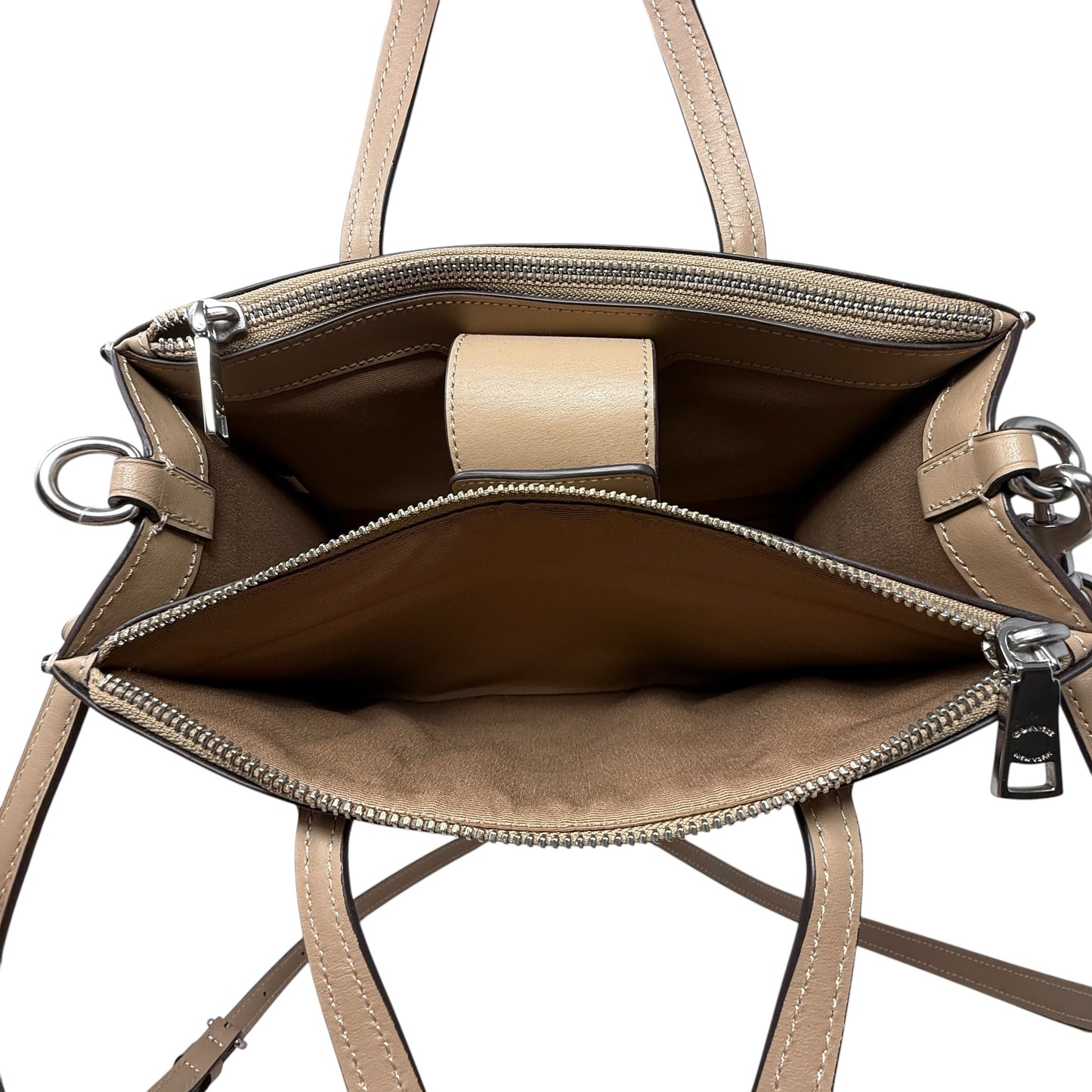 Nina Leather Tote Designer By Coach, Size: Small