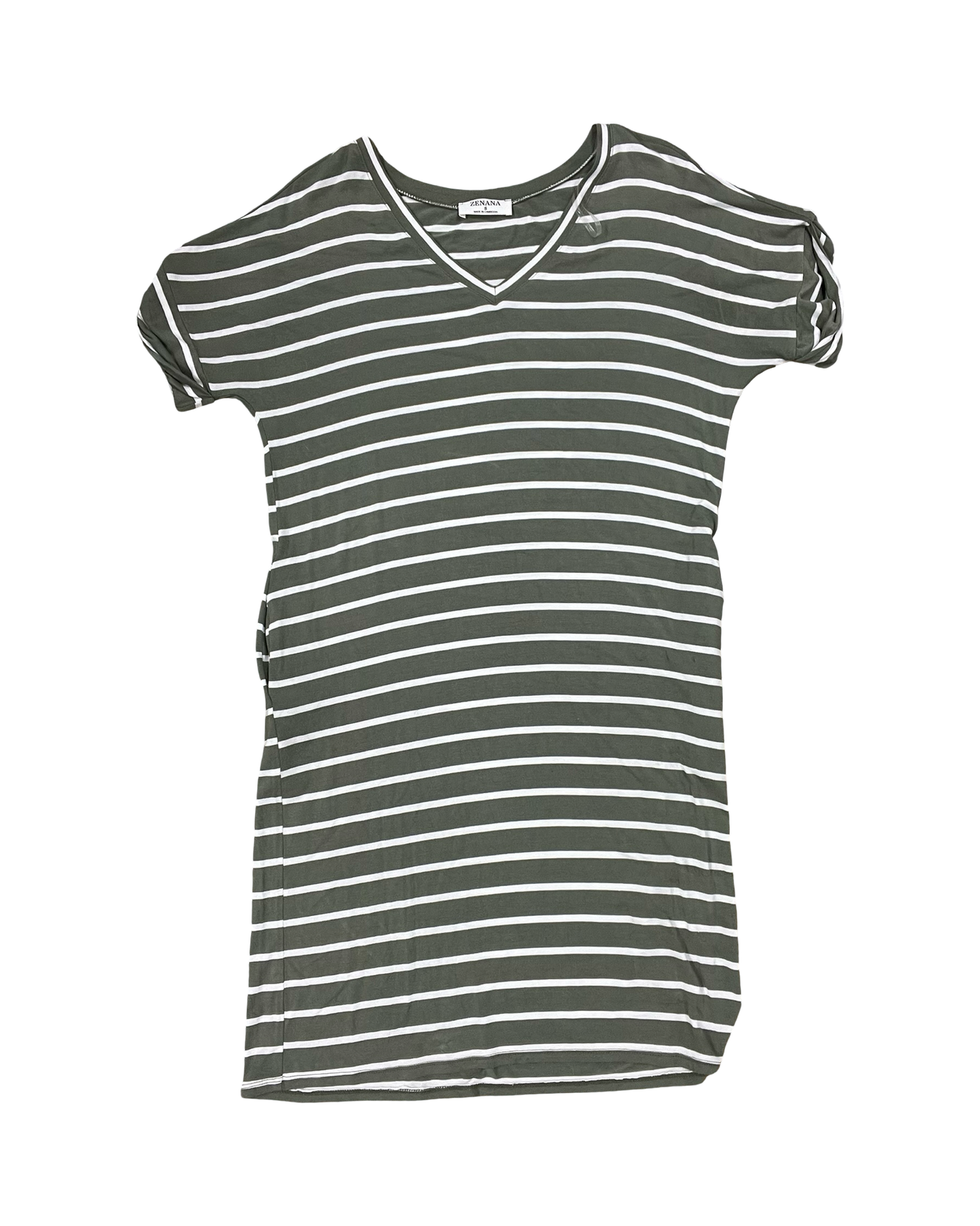 Dress Casual Midi By Zenana In Green & White, Size:S