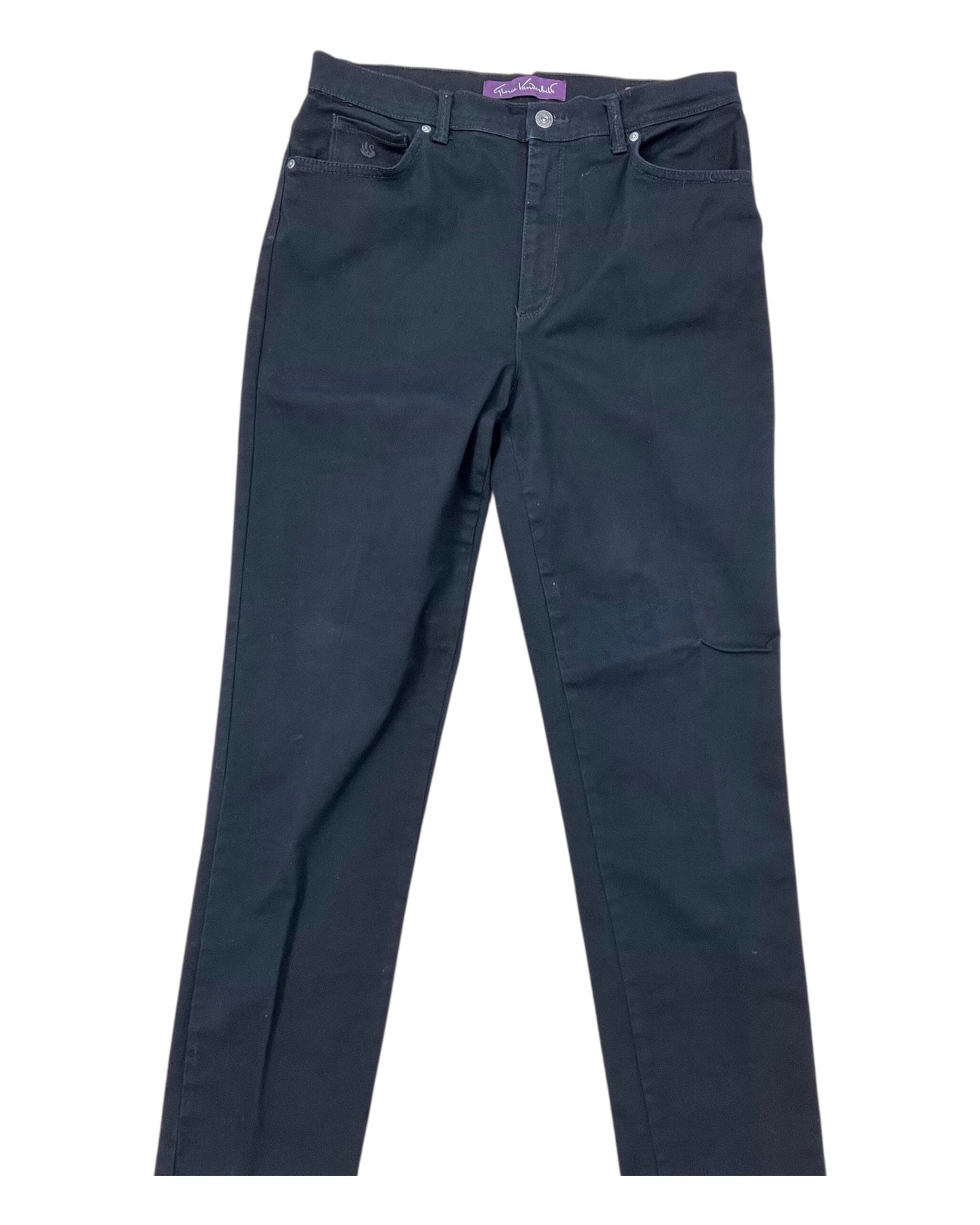 Jeans Straight By Gloria Vanderbilt In Black Denim, Size:12