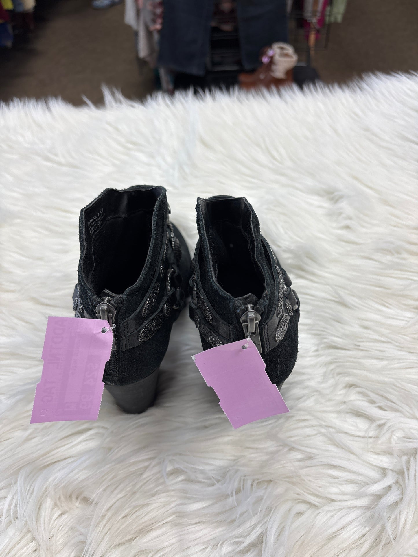 Boots Ankle Heels By Reba In Black, Size:7.5