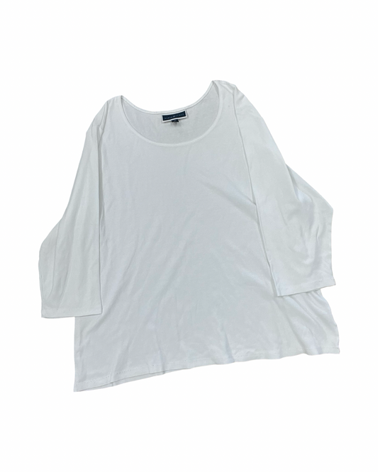 Top 3/4 Sleeve Basic By Karen Scott In White, Size:3X