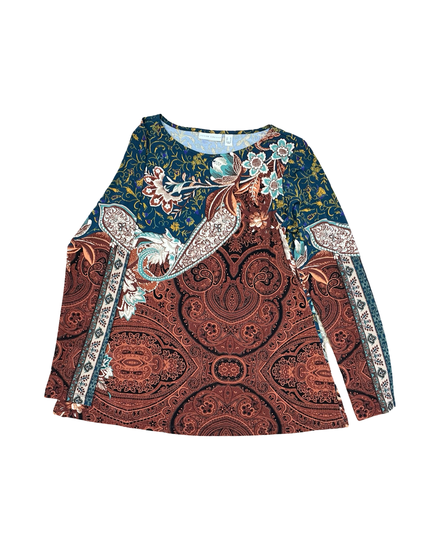 Top Ls By Susan Graver In Green & Orange, Size:S