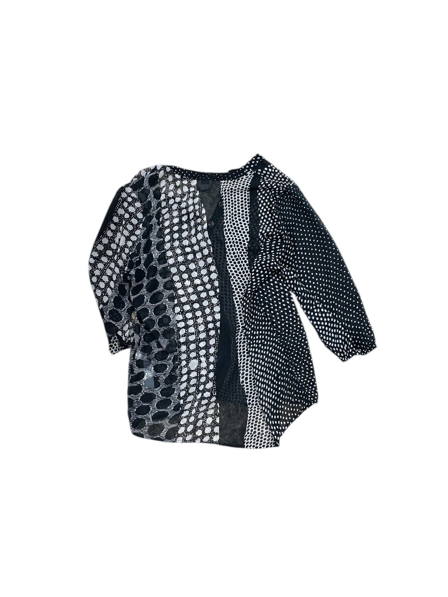 Top 3/4 Sleeve By Easywear By Chicos In Black & Tan, Size:M