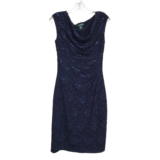 Dress Party Midi By Lauren By Ralph Lauren In Navy, Size:M