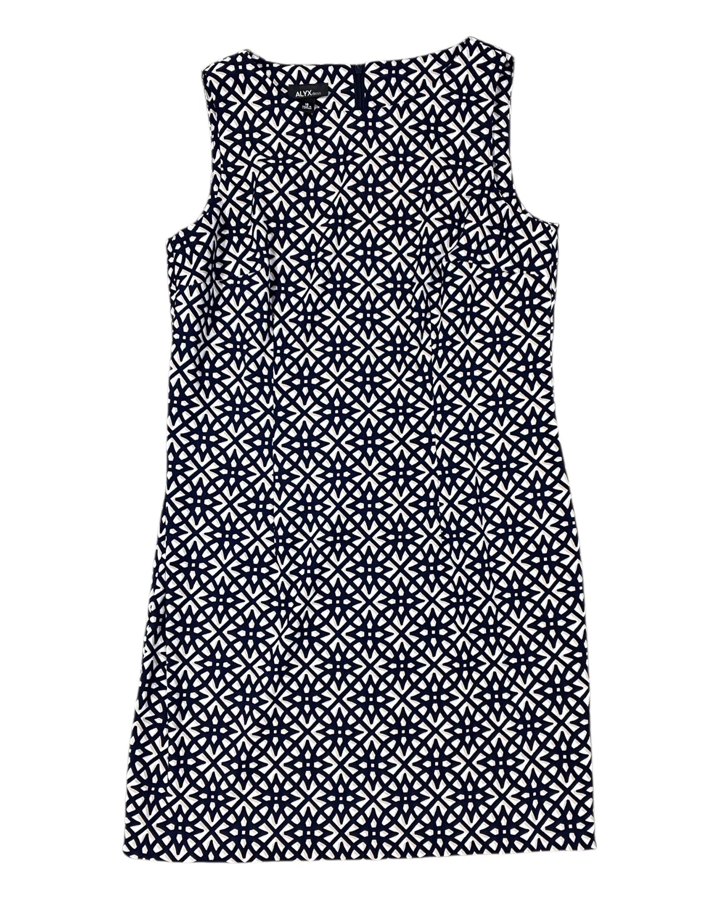 Dress Work By Alyx In Blue & Cream, Size:16