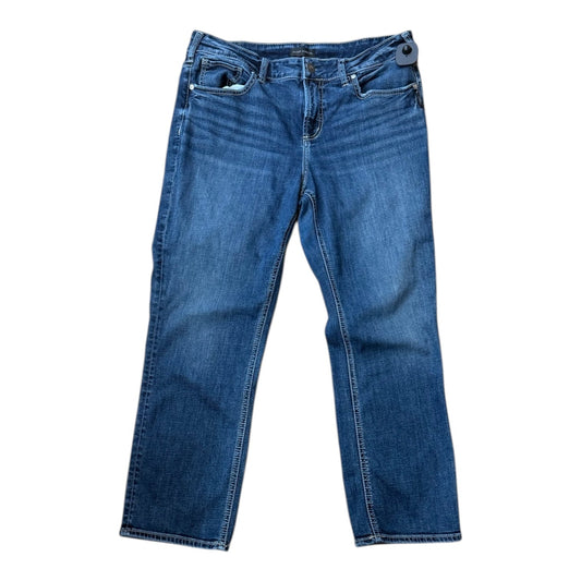 Jeans Straight By Silver In Blue Denim, Size:14