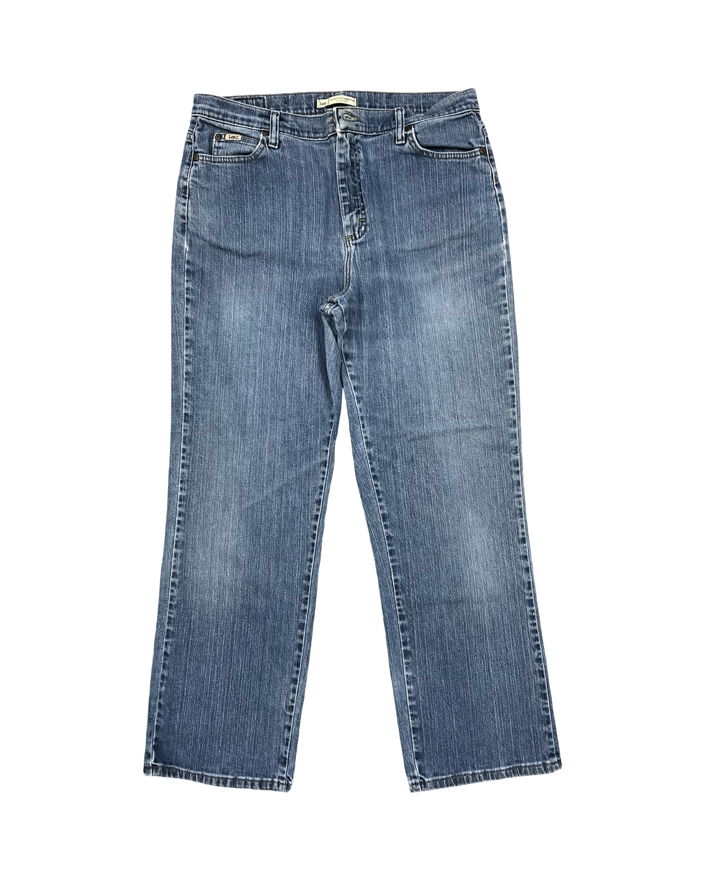 Jeans Straight By Lee In Blue Denim, Size:14