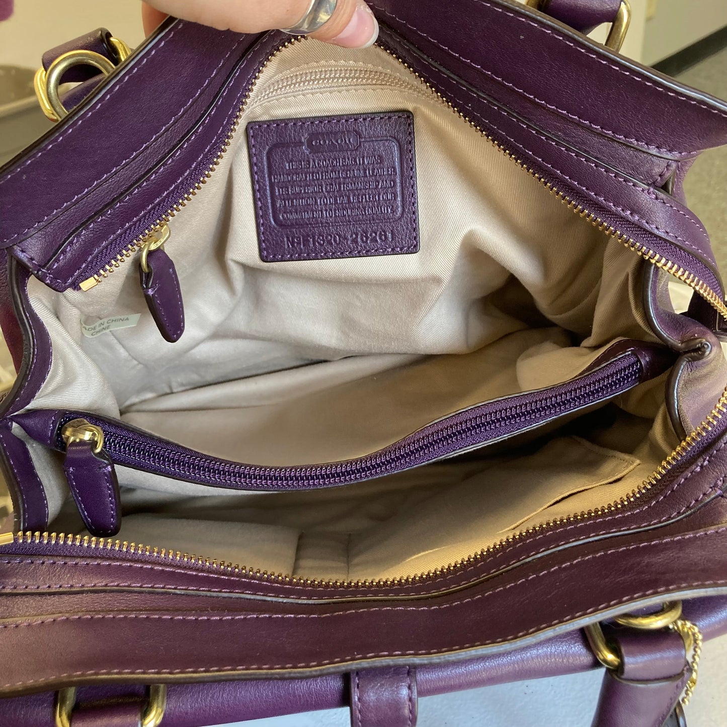 Handbag Designer By Coach In Purple, Size:Large
