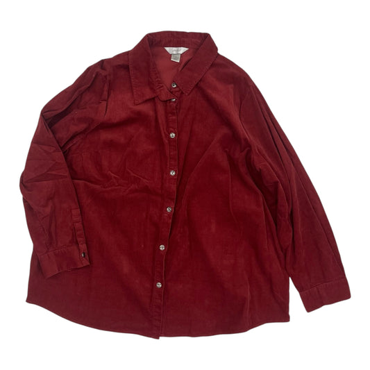 Blouse Ls By Cj Banks In Red, Size:2X