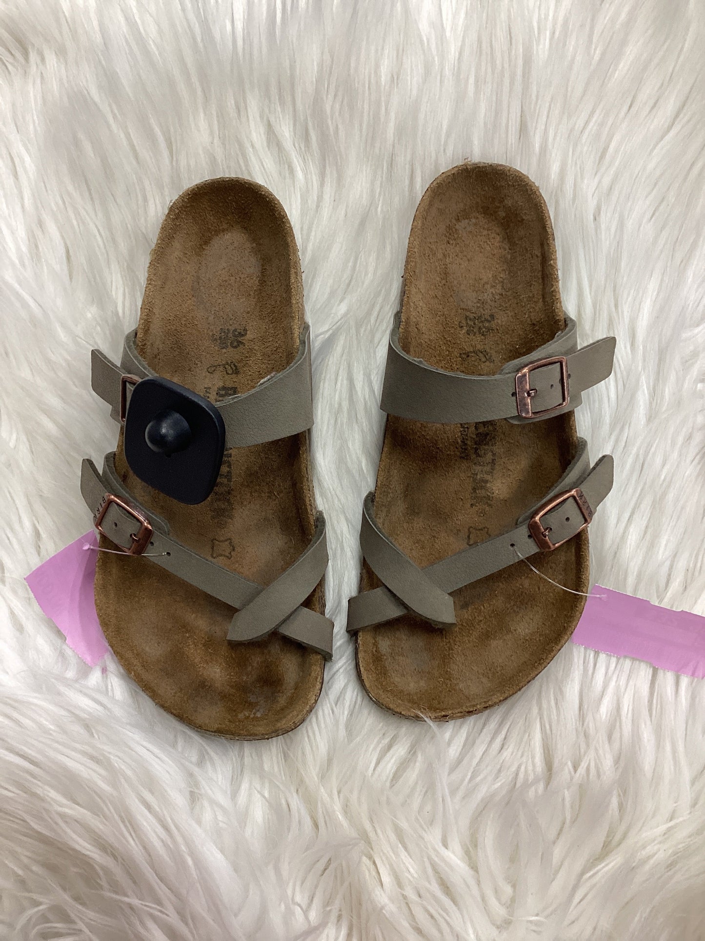 Sandals Flats By Birkenstock In Taupe, Size:5