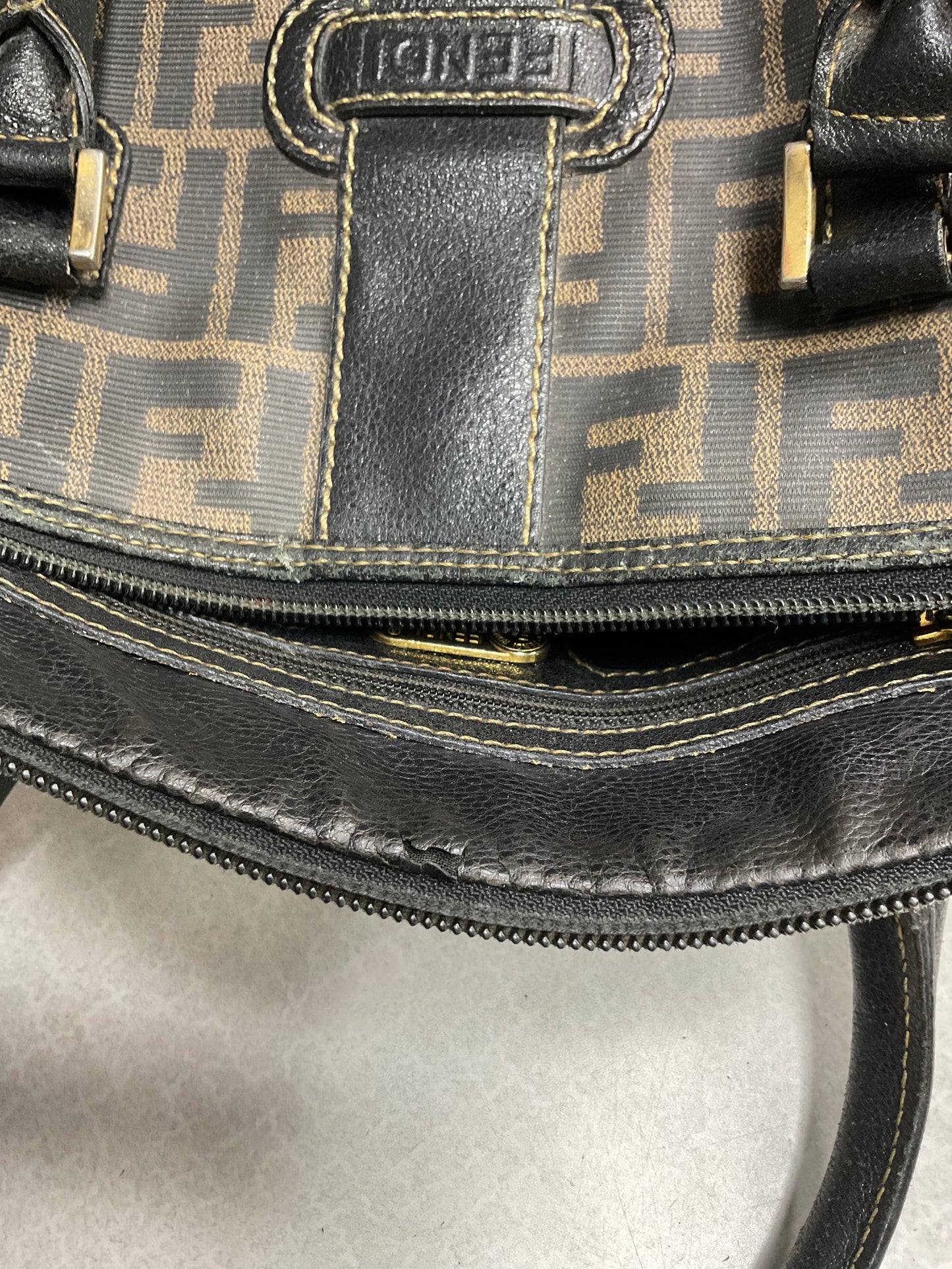 Vintage Zucca Boston Bag By Fendi, Size: Medium