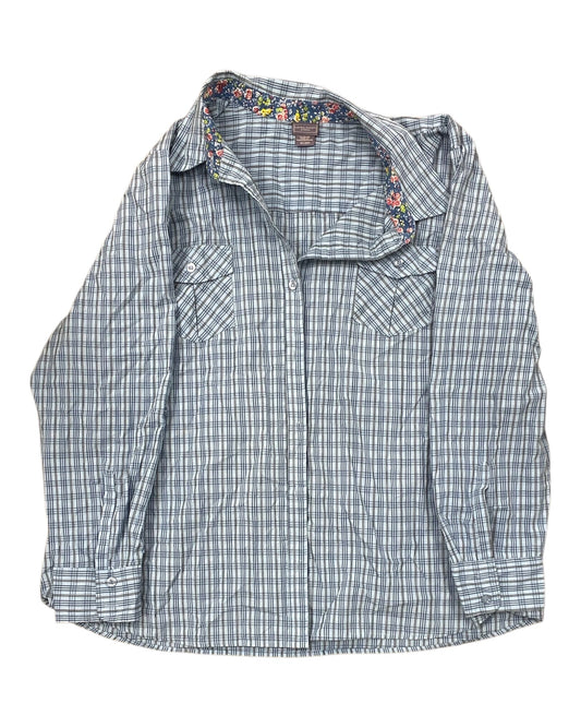 Blouse Ls By Laura Scott In Blue, Size:Xl