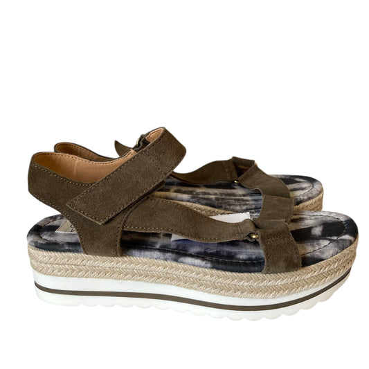 Sandals Heels Platform By Crown Vintage In Green, Size:8