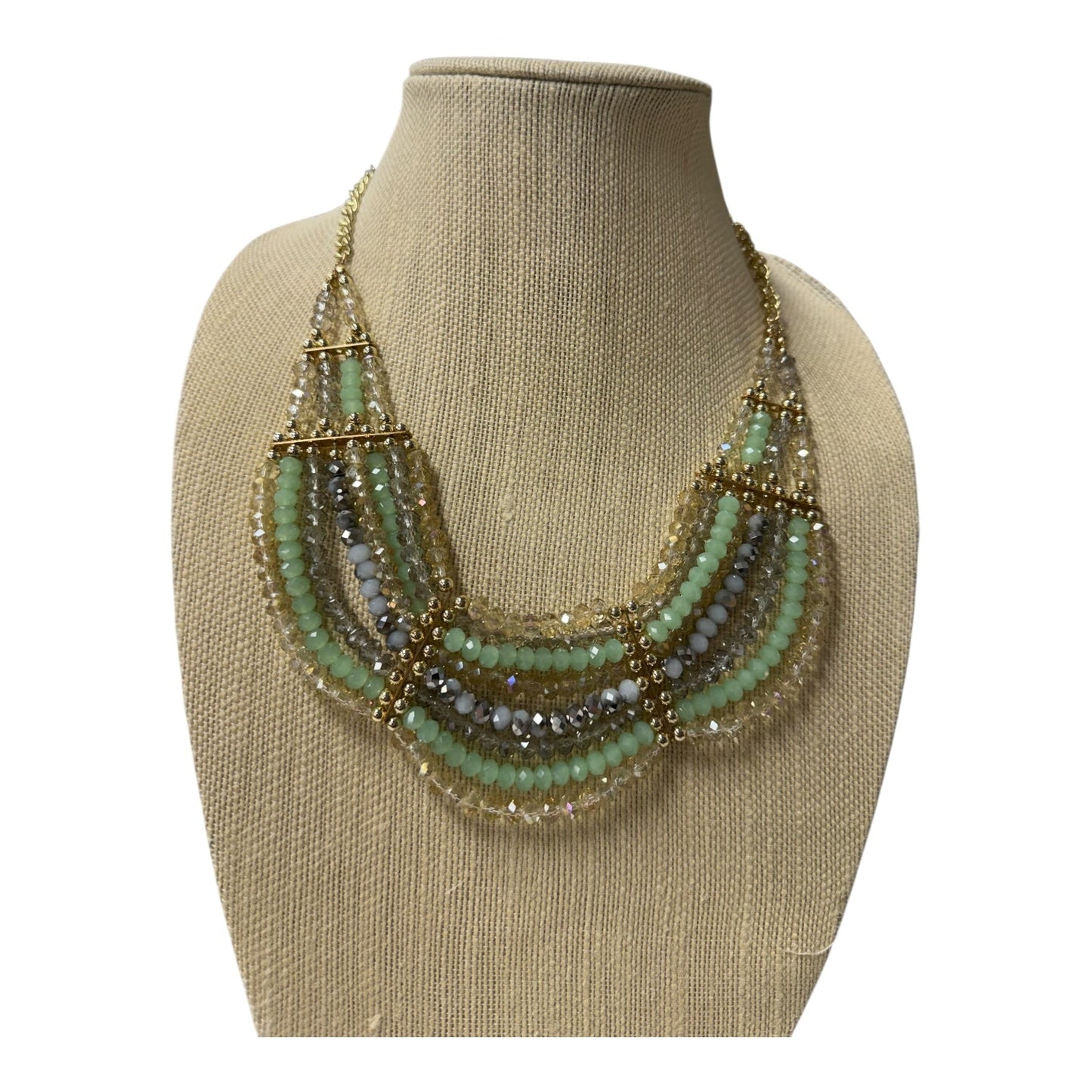 Necklace Statement By Charming Charlie In Gold & Green