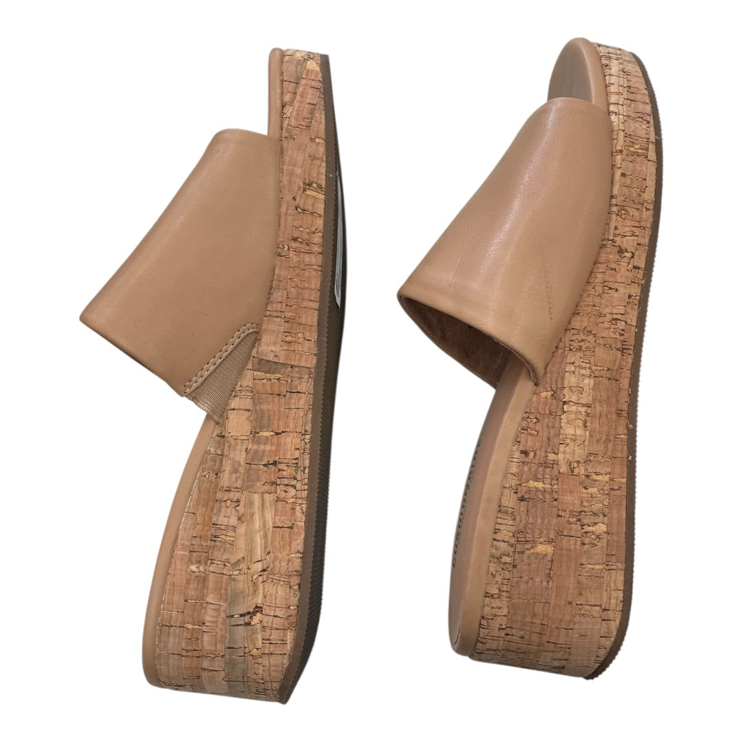 Sandals Heels Block By Cushionaire In Tan, Size:8.5