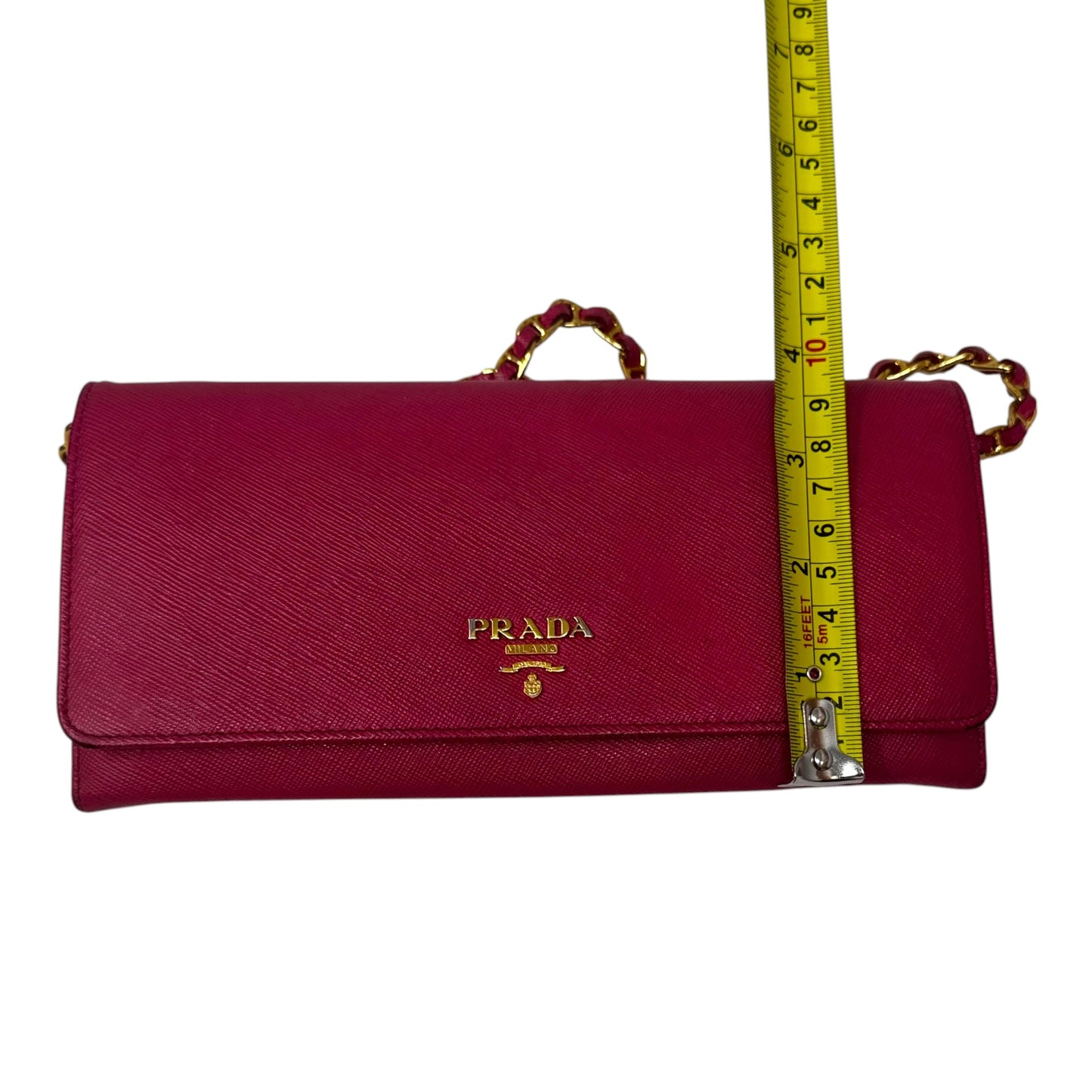 AS IS Saffiano Wallet On A Chain Crossbody Luxury Designer By Prada, Size: Small