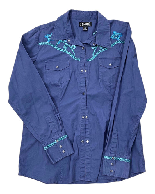 Blouse Ls By Clothes Mentor In Blue, Size:Xl
