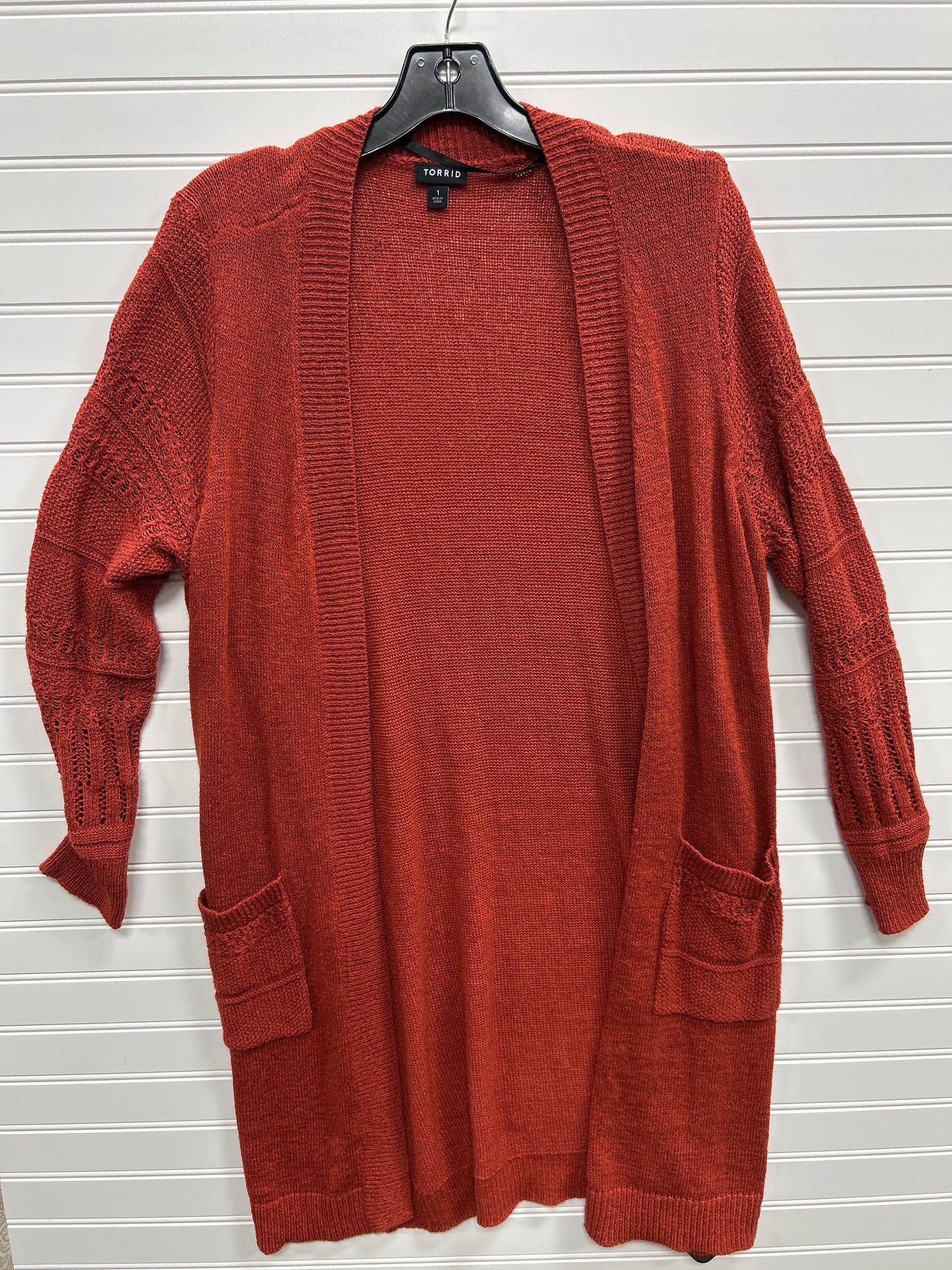 Sweater Cardigan By Torrid In Orange, Size:1X