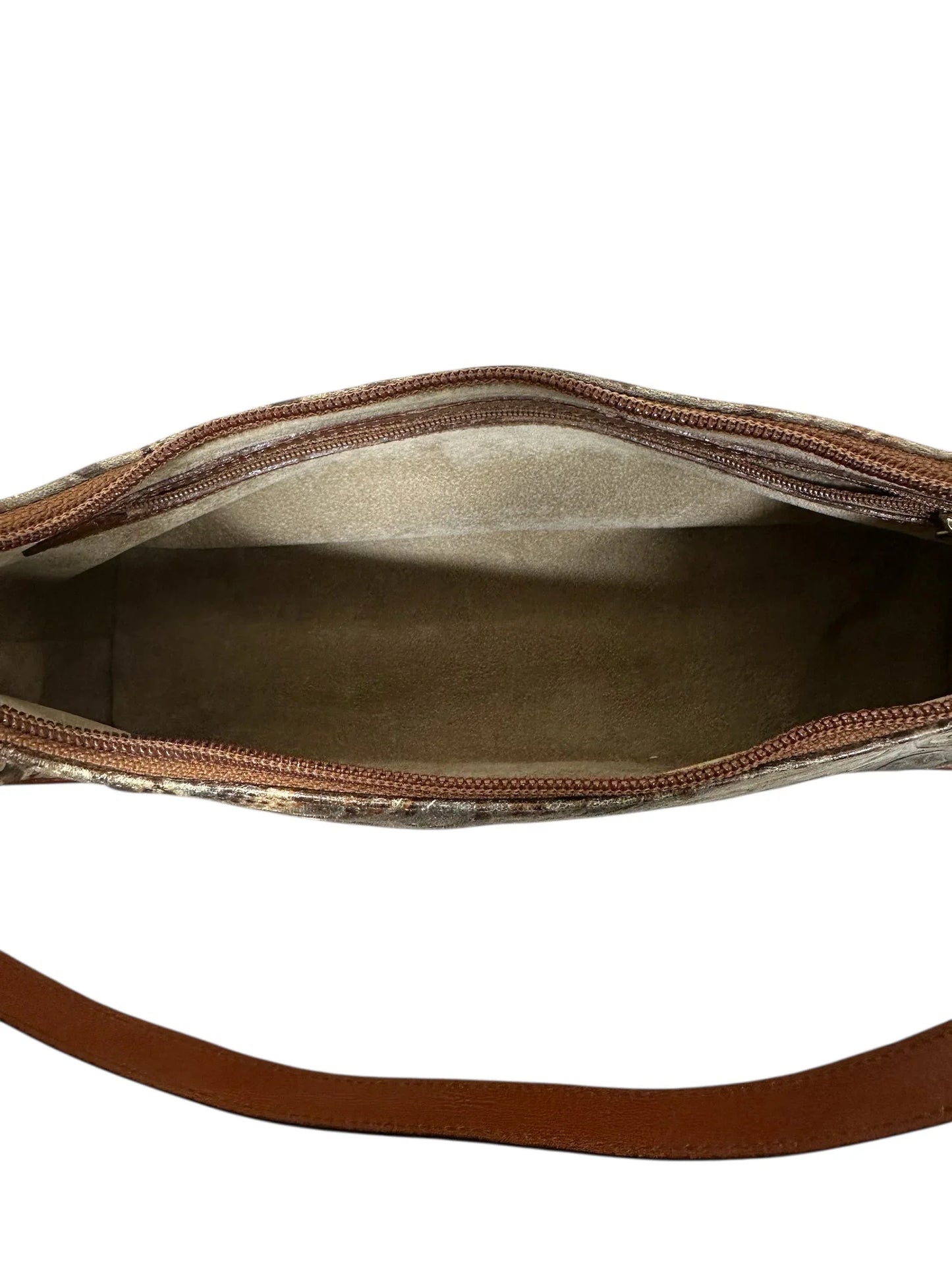 Handbag Designer By Brahmin In Brown & Cream, Size:Small