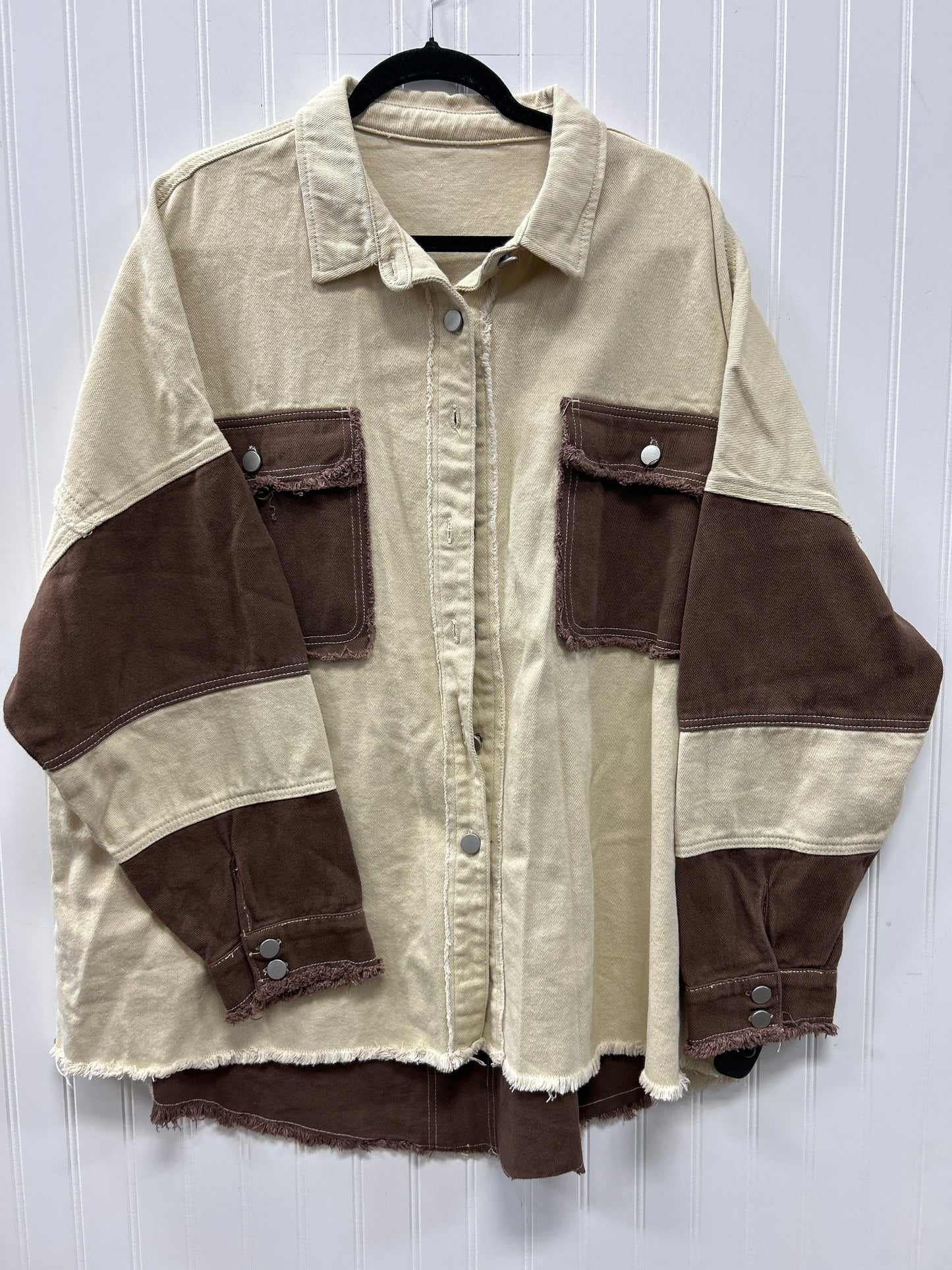 Jacket Denim By Cmc In Brown & Cream, Size:2X