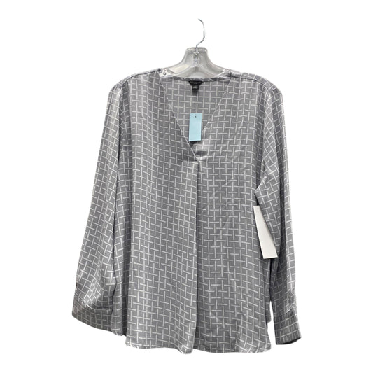 Top Ls By Ann Taylor In Grey & White, Size:Xlp