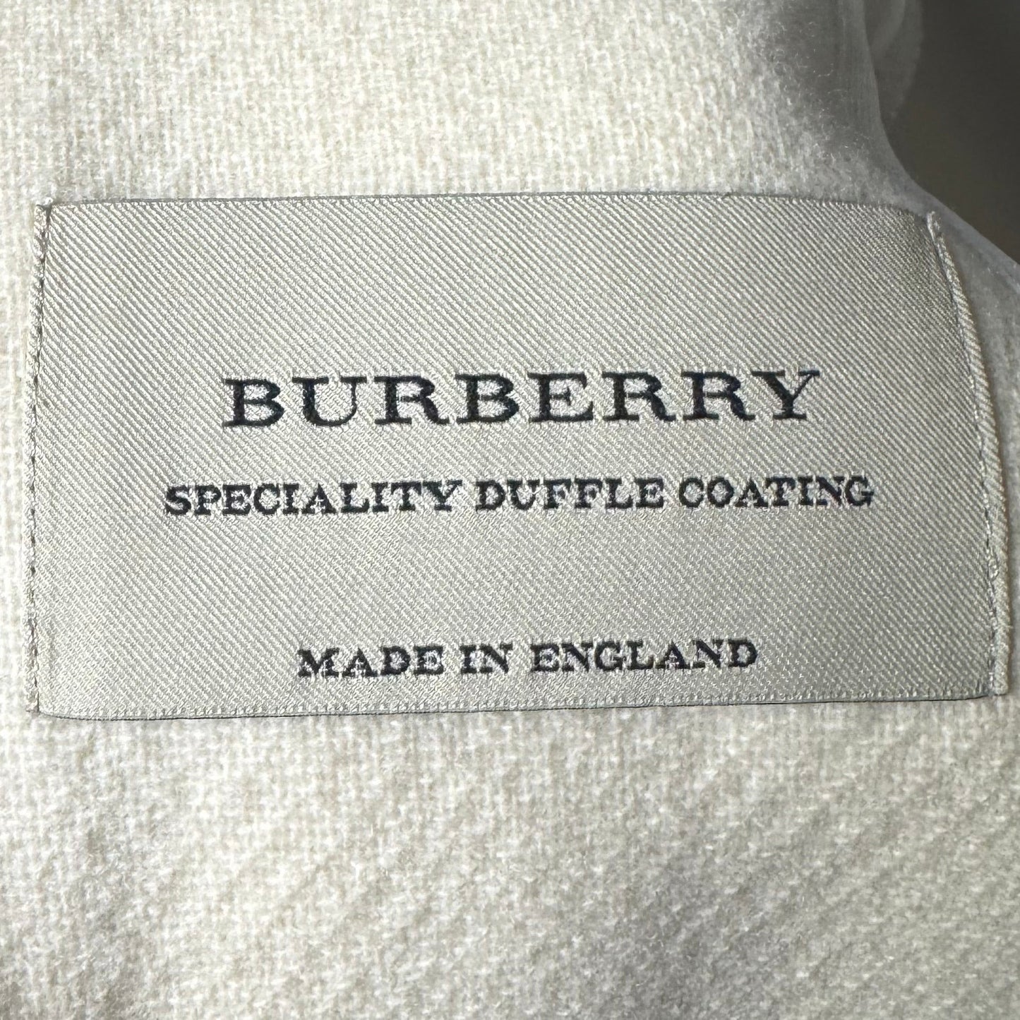 Wool Short Toggle Closure Duffle Jacket Luxury Designer By Burberry In Cream, Size: 8