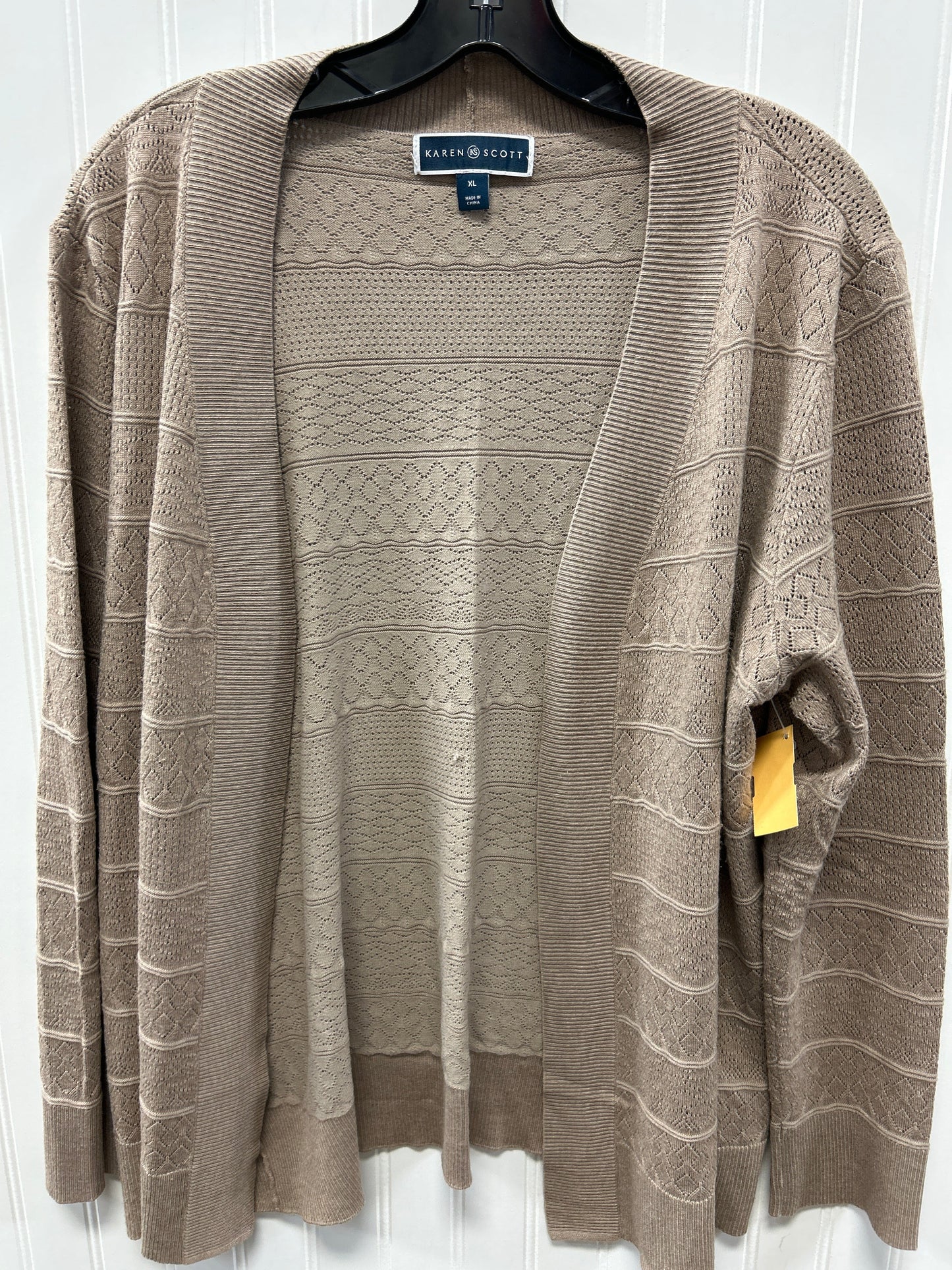 Cardigan By Karen Scott In Tan, Size:Xl