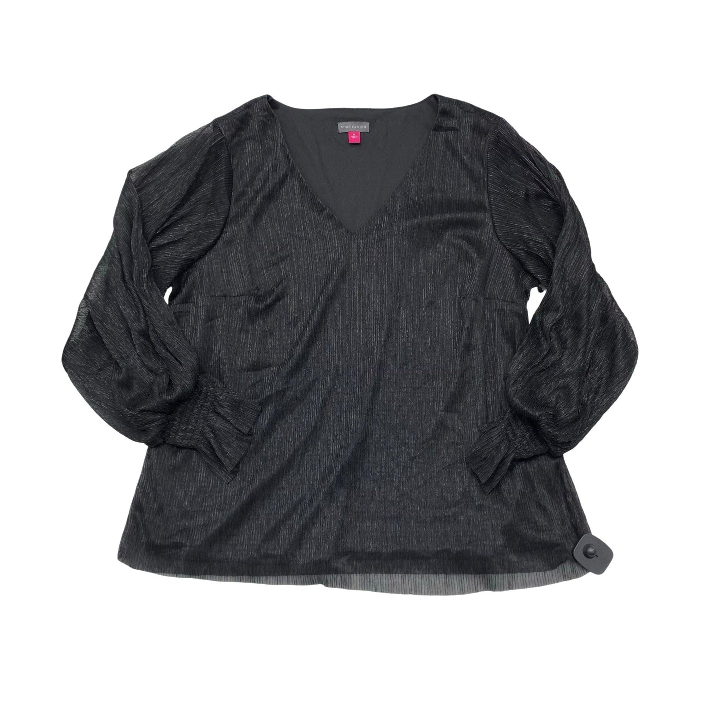 Top Ls By Vince Camuto In Black & Silver, Size:Xl