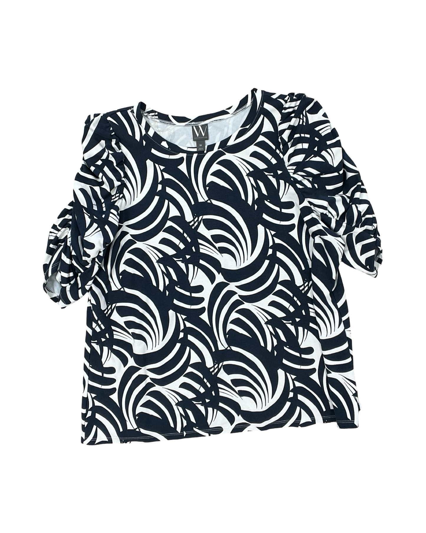 Top Ss By Worthington In Blue & White, Size:1X