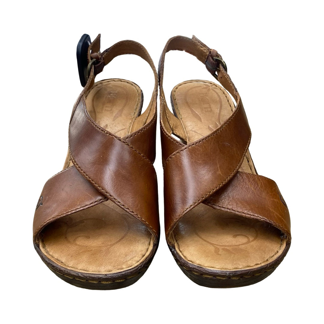 Sandals Heels Wedge By Born In Brown, Size:8