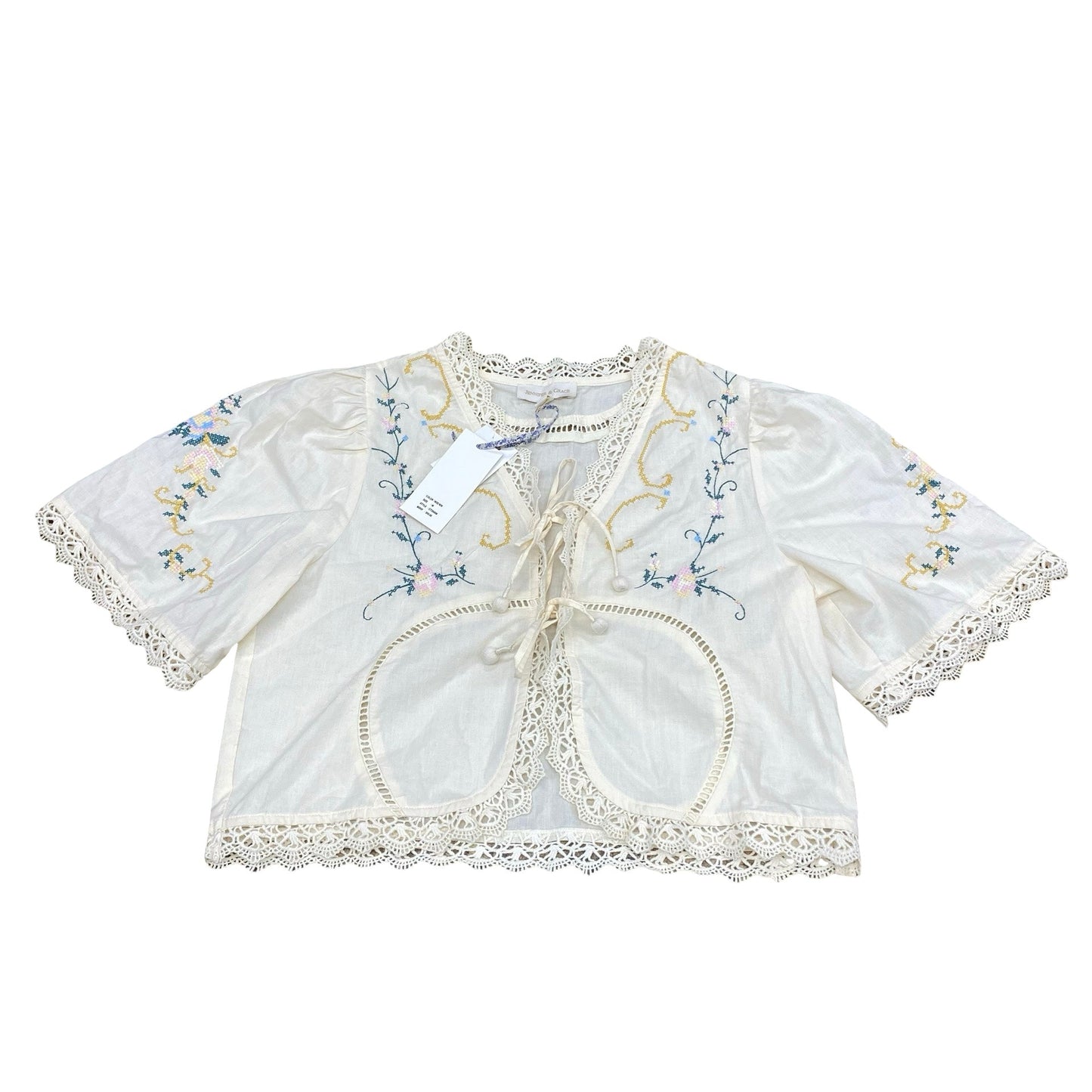 Top Ss By Jennifer & Grace In Cream & Yellow, Size:M