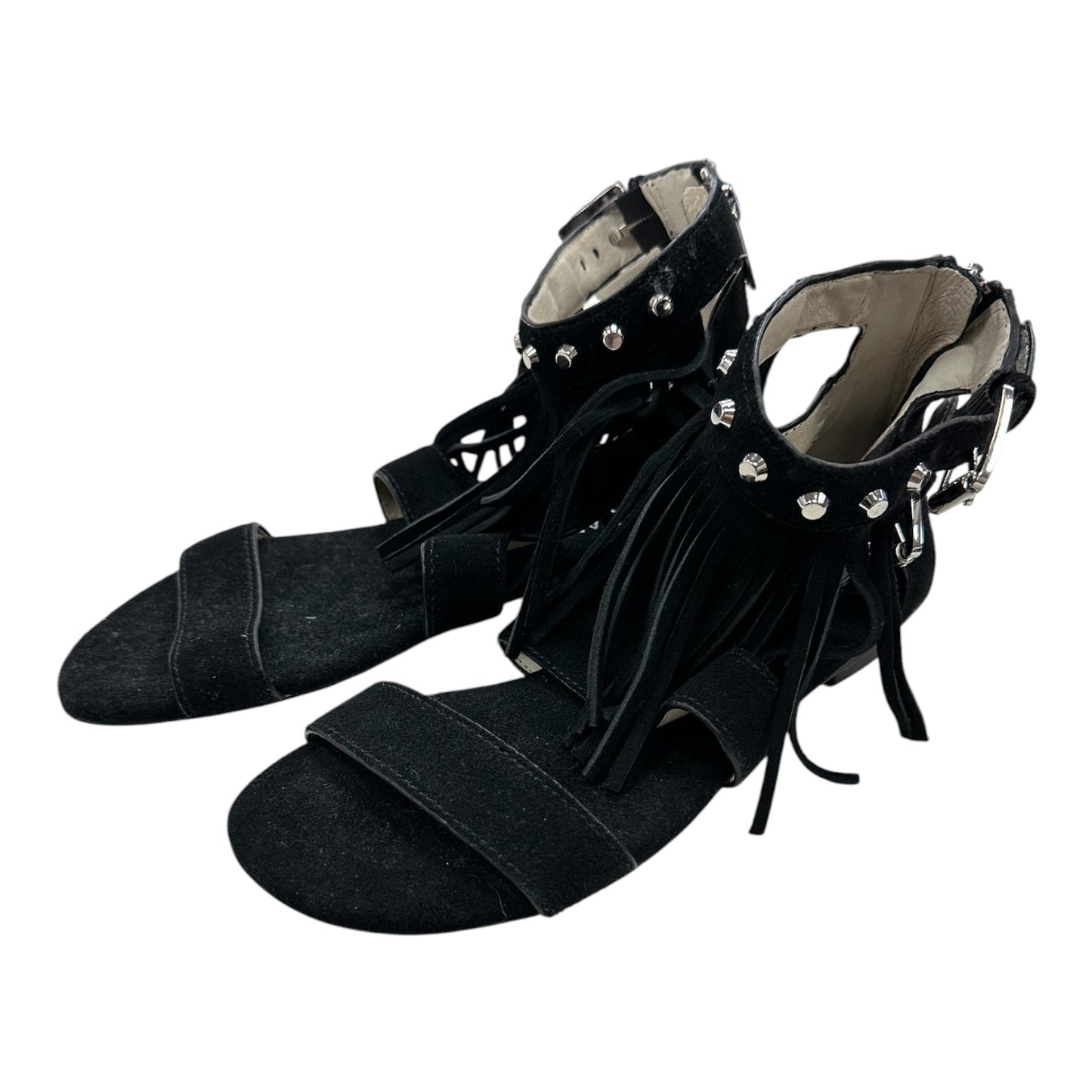 Sandals Flats By Michael By Michael Kors In Black & Silver, Size:6.5