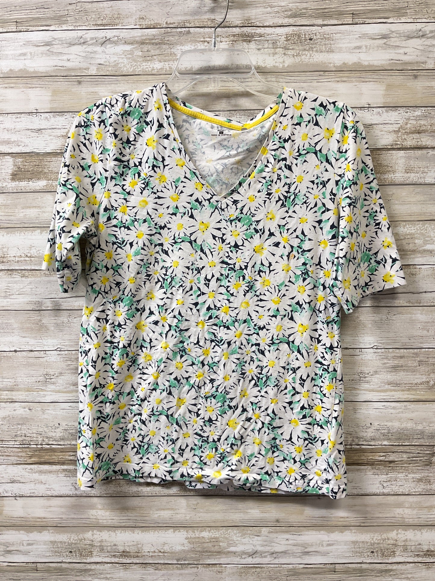 Top Ss Basic By Jones New York In Blue & Yellow, Size:L