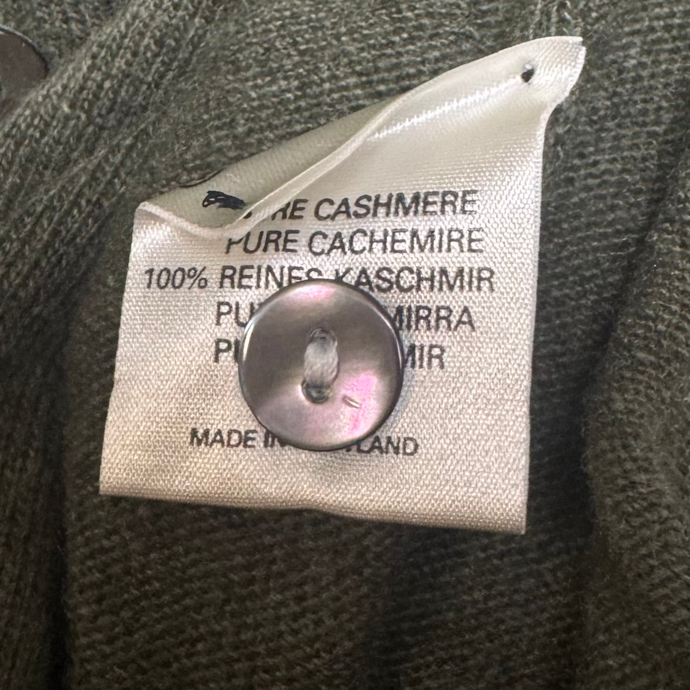 Vintage 100% Cashmere Sweater Cardigan Luxury Designer By Burberry In Green, Size: L