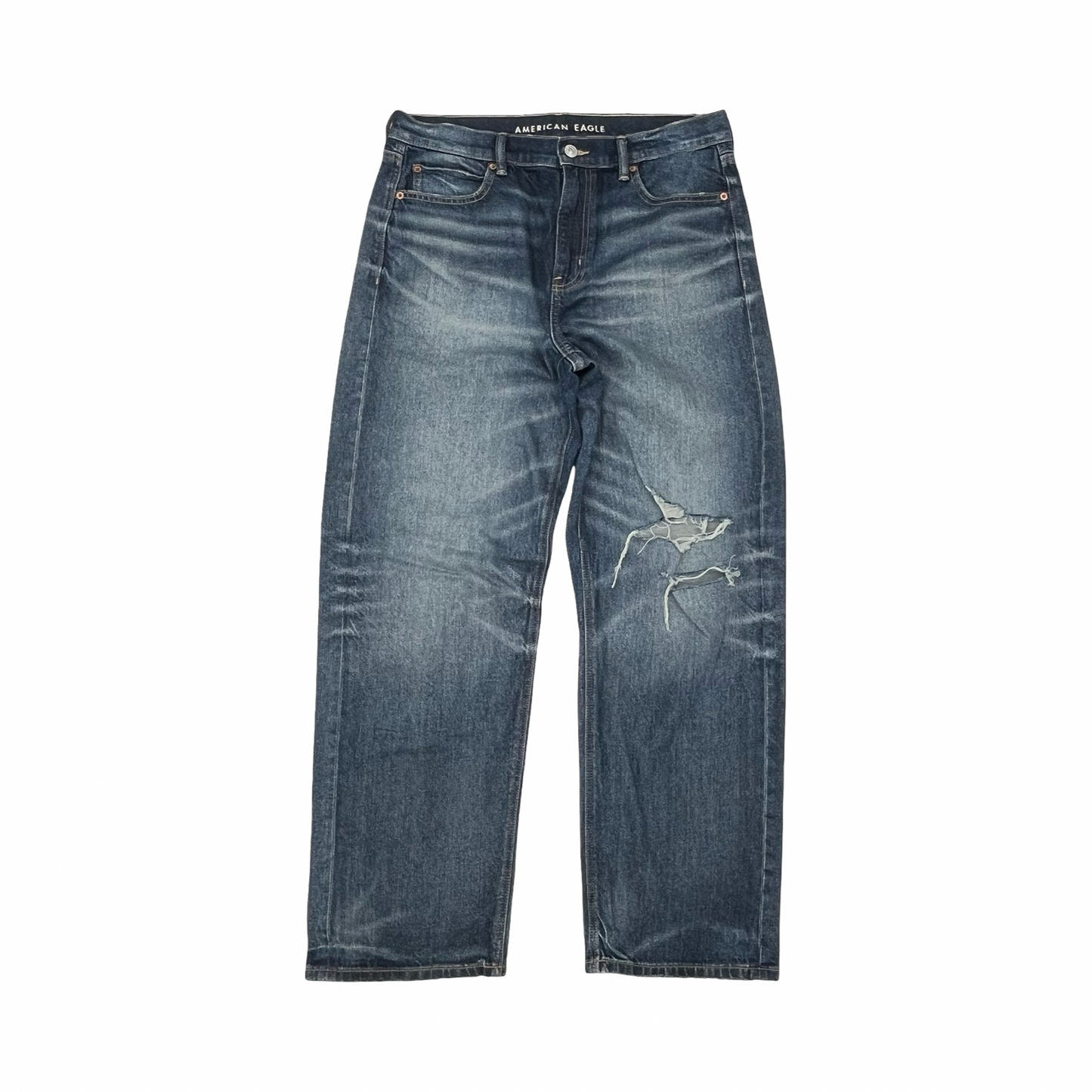 Jeans Straight By American Eagle In Blue Denim, Size:8
