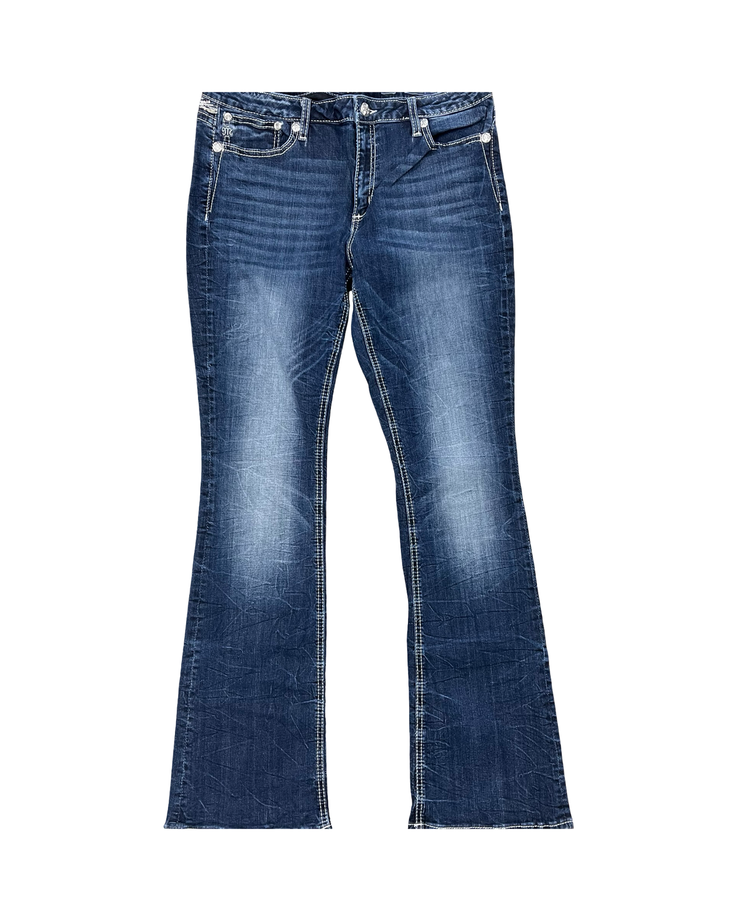 Jeans Boot Cut By Miss Me In Blue Denim, Size:16