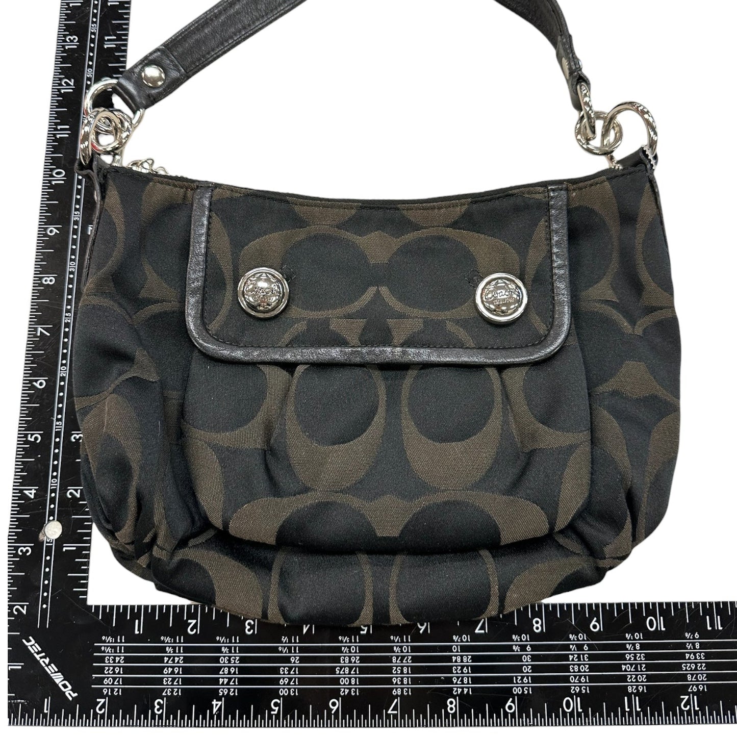 Handbag Designer By Coach In Black & Grey, Size:Small