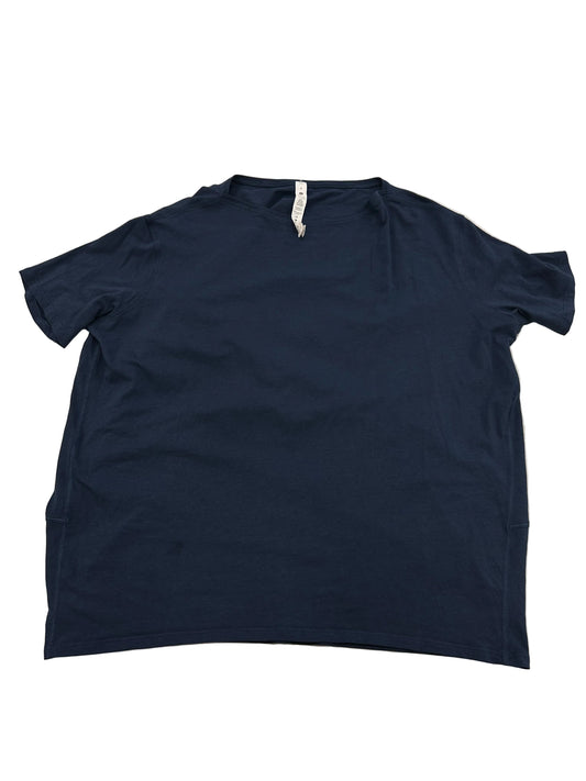 Athletic Top Ss By Lululemon In Navy, Size:4