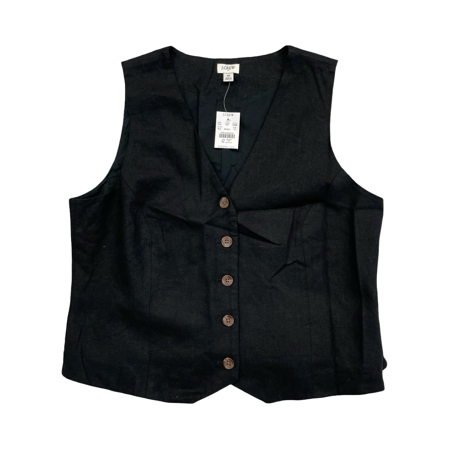 Vest Other By J. Crew In Black, Size:14